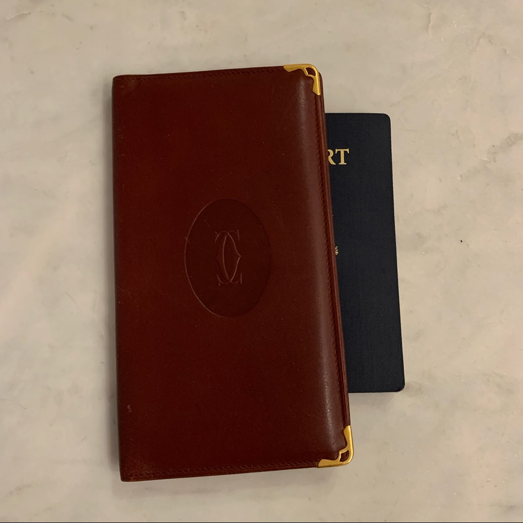 Burgundy Must De Cartier Travel PassportAddress Book Or Check Book Holder